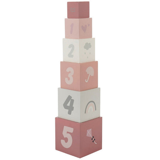 Label label stapelblokken roze