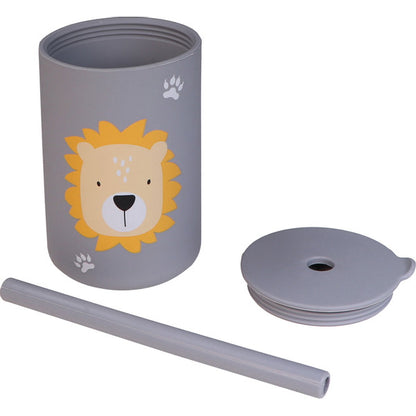 Tryco Siliconen Rietjesbeker - Lion Dusty Blue