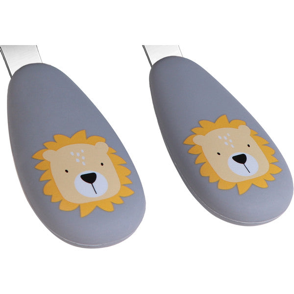 Tryco kinderbestek siliconen en rvs - Lion Dusty Blue