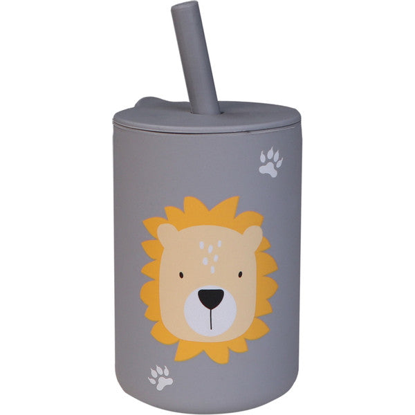 Tryco Siliconen Rietjesbeker - Lion Dusty Blue