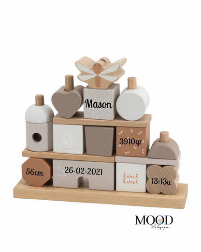 Label Label Wooden blocks of nougat