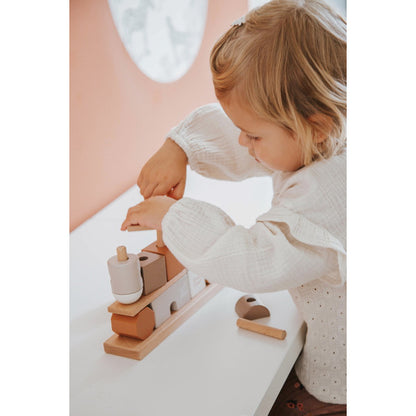 Label Label Wooden blocks of nougat