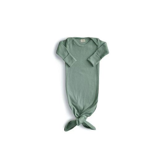 Mushie - Ribbed knotted baby gown slaapzak - Roman Green