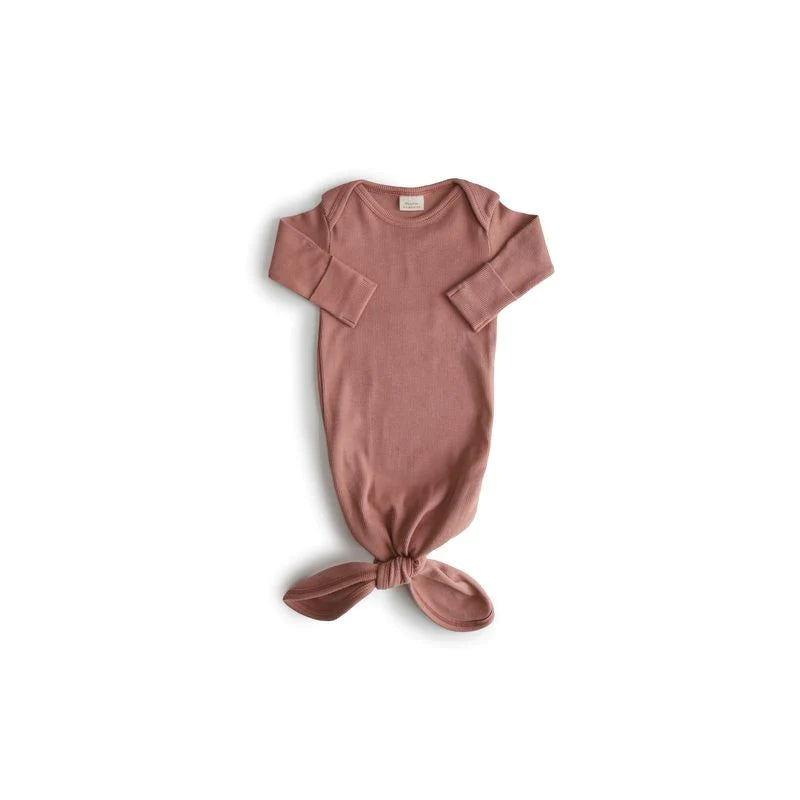 Mushie - Ribbed knotted baby gown sleeping bag - Cedar