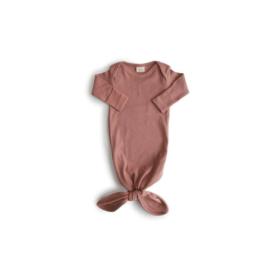 Mushie - Ribbed knotted baby gown slaapzak - Cedar
